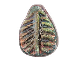 Mykonos Ceramic Iridescent Copper Patina Fossil Pendant 30x39mm