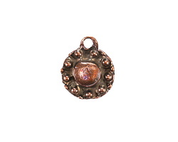 Mykonos Antique Copper (plated) Beaded Coin Focal 13.5x16mm