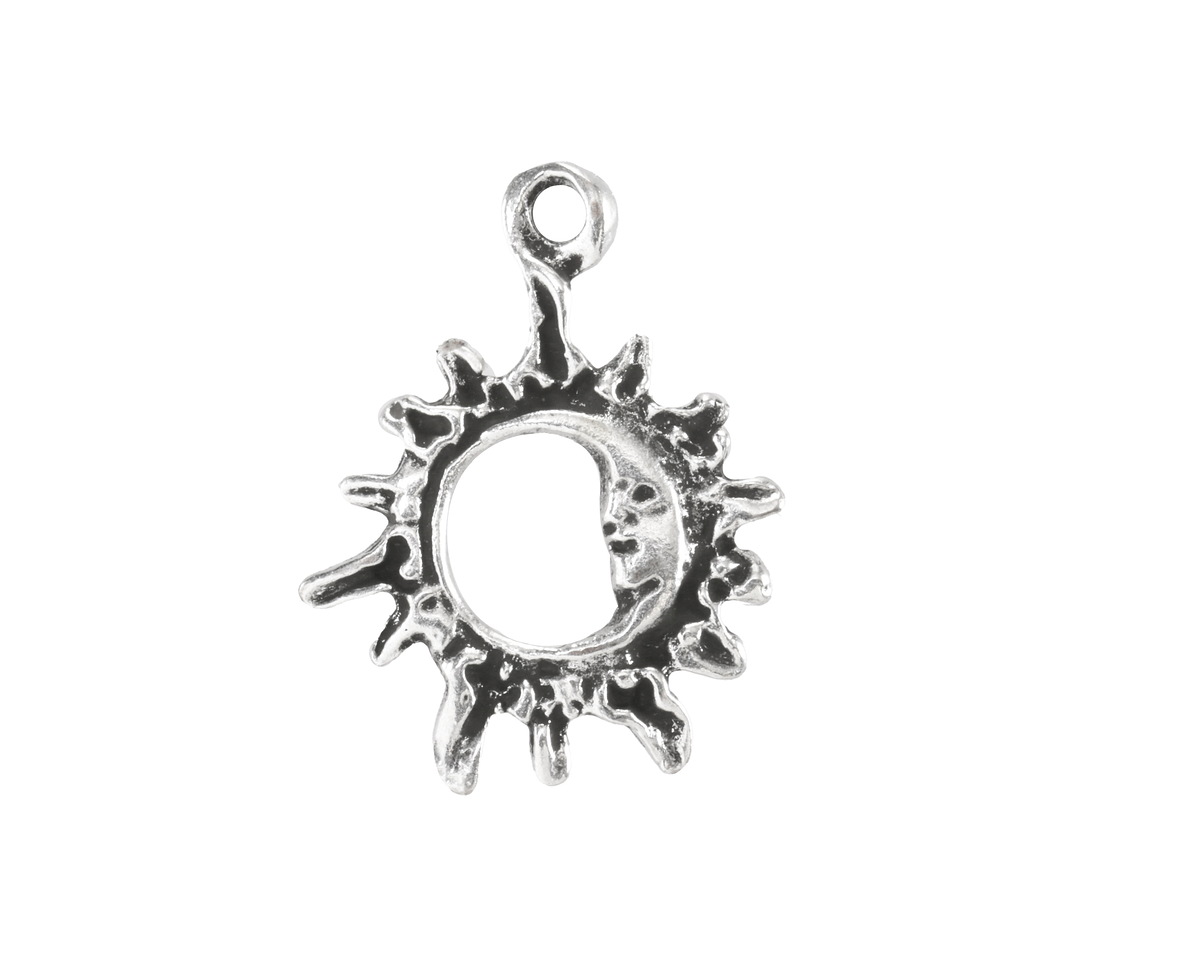 Mykonos Antique Silver (plated) Openwork Sun & Moon Focal 20x25mm