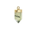 Prehnite w/ Rutile Point w/ Gold Finish 8x16mm
