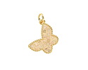 Mother of Pearl in White Enamel w/ Gold Finish Butterfly Pendant 13x16mm