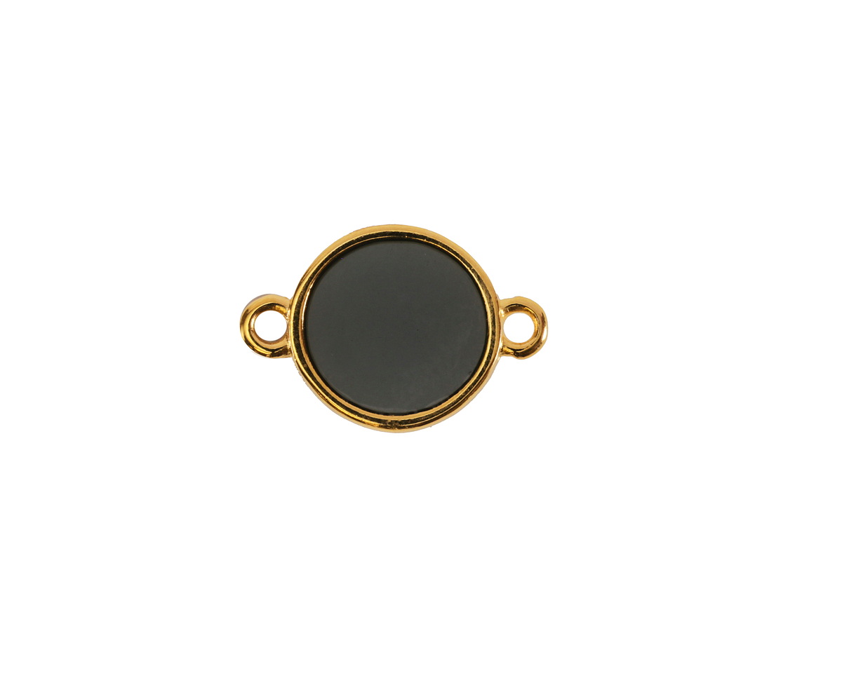 24K Gold (Plated) Transparent Jet Resin Focal Link 12x17mm