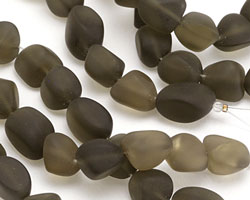 Smoky Beach-Style Glass Small Nugget 12-17x10-12mm