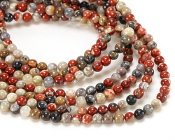 Red Silver Leaf Round 4mm