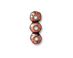 TierraCast Antique Copper (plated) Nugget 3-Hole Bar 7x19mm