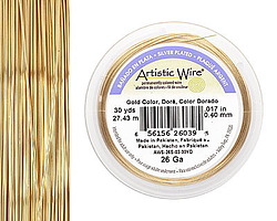 Artistic Wire Silver Plated Gold 26 gauge, 30 yards