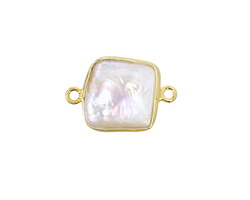 Freshwater Pearl Square Link in Gold Vermeil 19-20x10-12mm