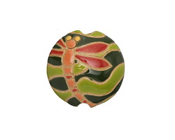 Golem Studio Red Dragonfly Carved Ceramic Lentil 23mm