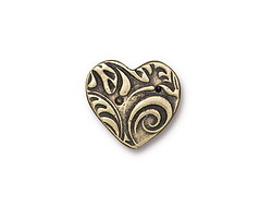 TierraCast Antique Brass (plated) Amor Heart Button 15x14mm
