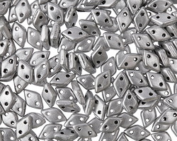 CzechMates Glass Matte Metallic Silver 2-Hole Diamond 4x6mm