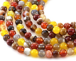 Multi Stone (Carnelian & Agate) Round 8mm