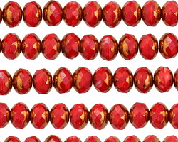 Czech Glass Bronzed Cherry Fire Polished Rondelle 5x7mm