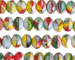 Czech Glass Block Party Fire Polished Rondelle 6x9mm