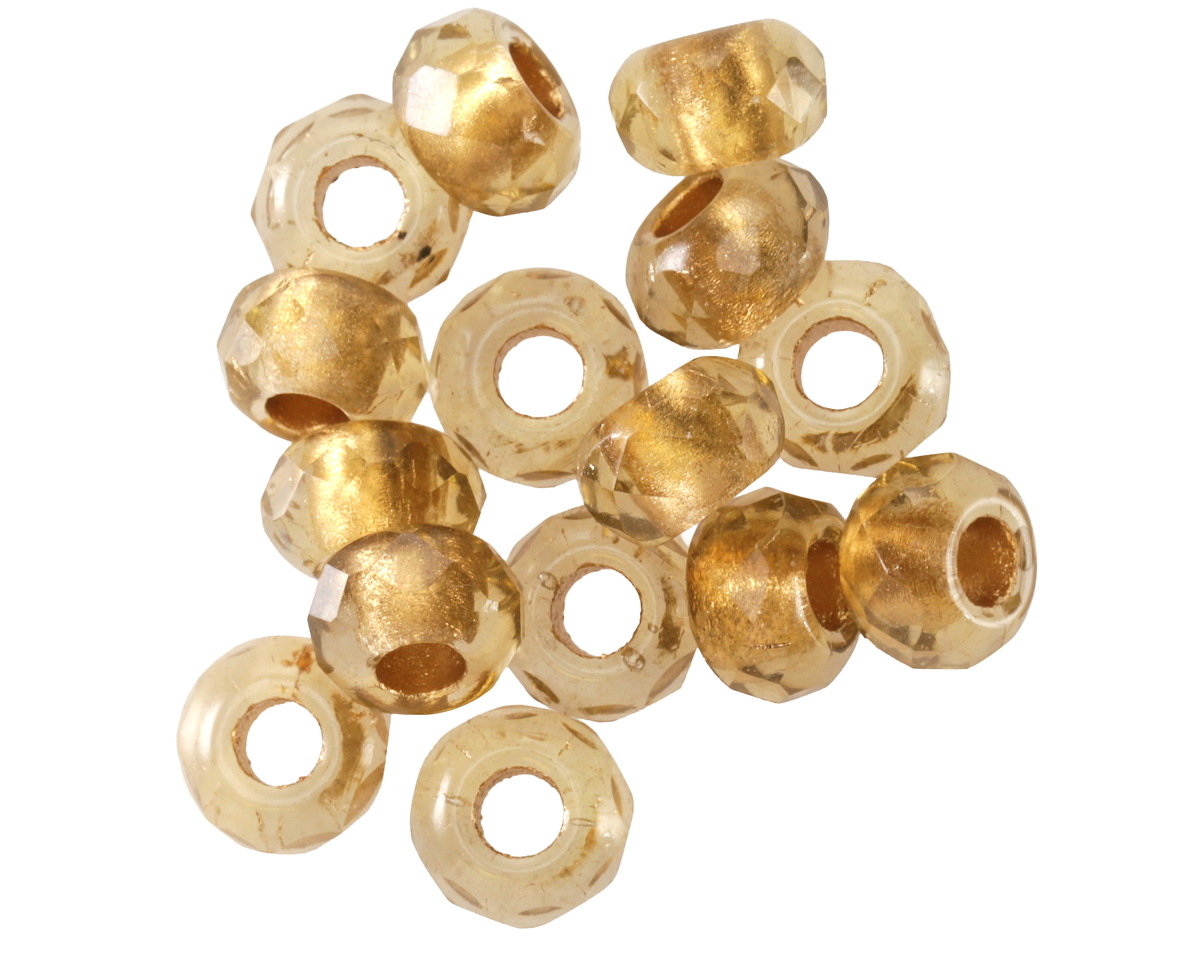 Czech Glass Smoky w/ Gold Lining Large Hole Fire Polished Rondelle 6x9mm