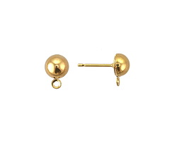 Gold (plated) Hemisphere w/ Loop Post Earring 6mm