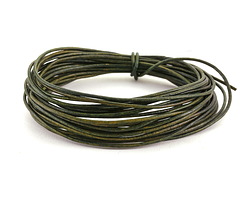Natural Dark Green Round Leather Cord 1.5mm, 16 feet