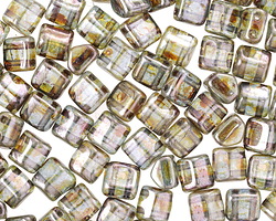 CzechMates Glass Transparent Green Luster 2-Hole Roof Bead 6mm