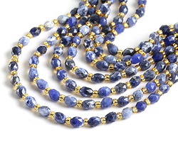 Sodalite Microfaceted Rice 6x4mm