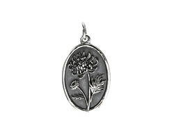 Nina Designs Sterling Silver Chrysanthemum Charm - November Birthflower 13x25mm