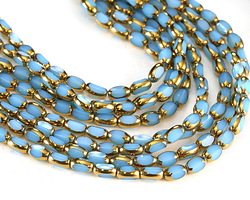 Blue Opal Crystal Faceted Rice 6x4mm