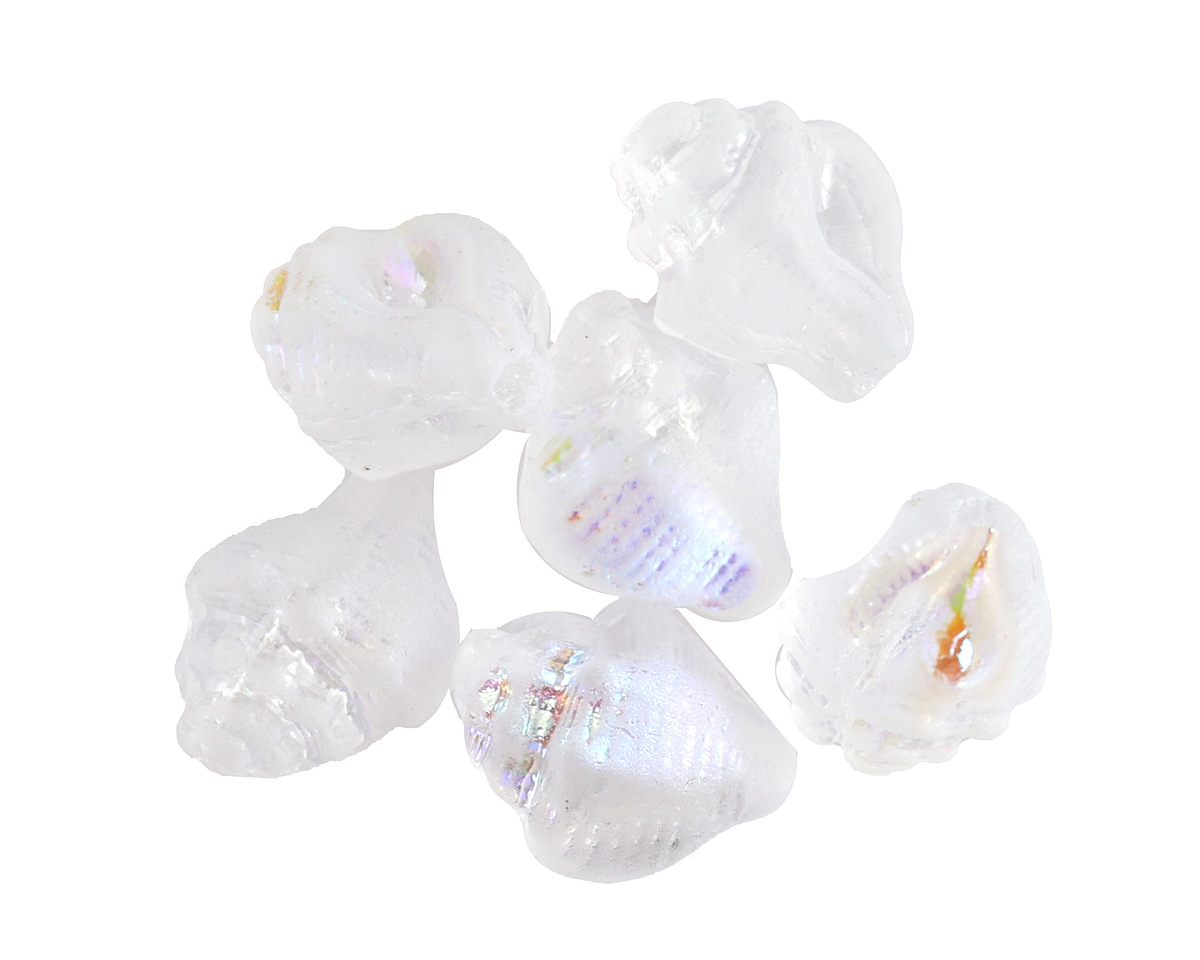 Czech Glass Matte Crystal AB Murex Shell 15x12mm