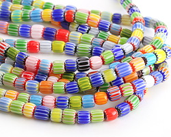 Millefiori Nepali-Style Glass Multi-color Barrel 7-8mm