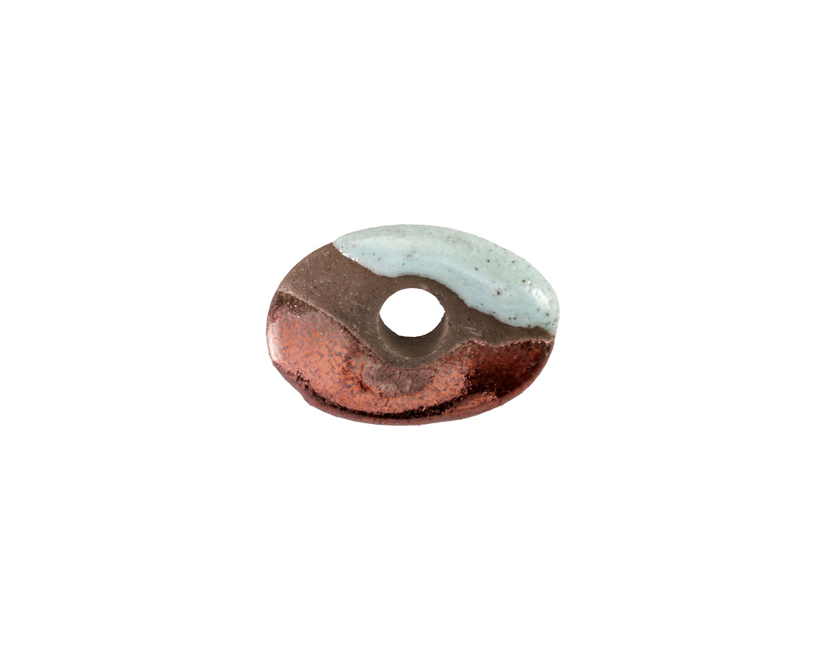 Mykonos Ceramic Raku Metallic Frosted Copper Oval Washer 15-18mm