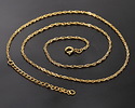 Waterproof 18K Gold PVD Plated Stainless Steel Figaro Chain, 18" Finished w/ 2" extender, 1.25x1.64mm links