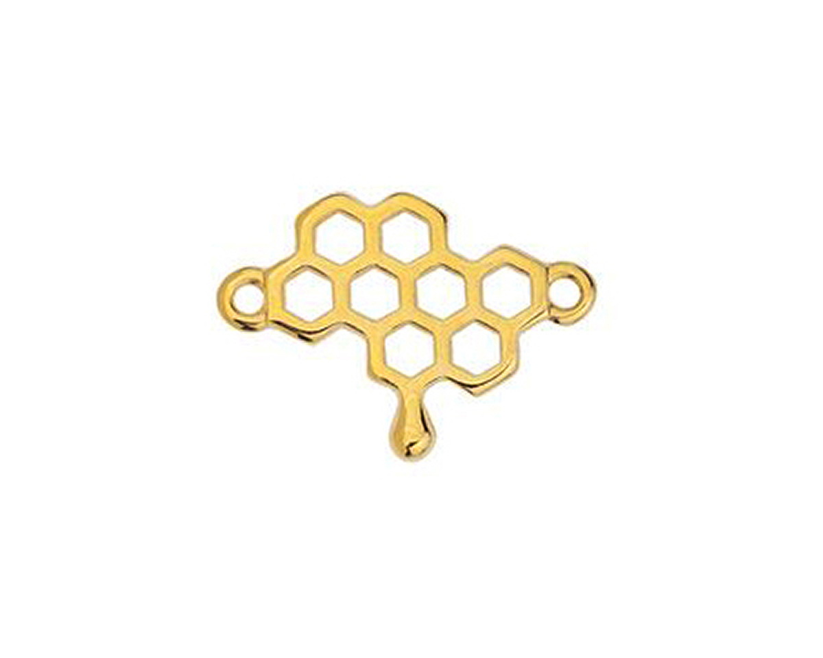 24K Gold (plated) Dripping Honeycomb Focal Link 21x15.5mm