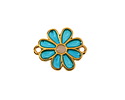 24K Gold (Plated) Transparent Turquoise Resin Daisy Focal Link 20x16mm