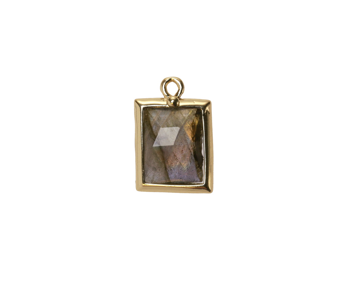 Labradorite w/ Gold Finish Faceted Rectangle Focal 10x15mm