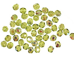 Czech Glass Olivine AB Fire Polished Round 4mm