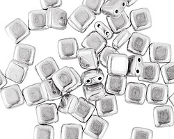 CzechMates Glass Silver 2-Hole Tile 6mm