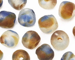 African Recycled Glass Chocolate Sky Tumbled Round 10-13mm