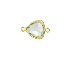Prasiolite Faceted Triangle Link in Gold Vermeil 18x11mm