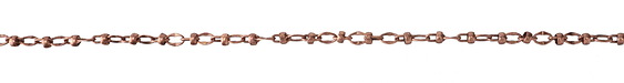 Antique Copper (Plated) Hammered Oval w/ Bead Cable Chain