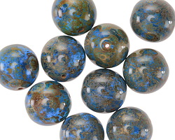 Czech Glass Caribbean Blue Picasso Round Druk 12mm