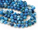 Aqua/White Fire Agate Faceted Round 8mm