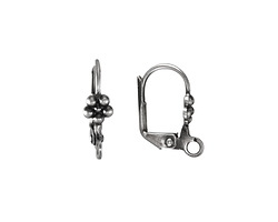 Antique Silver (plated) Leverback Earring w/ Daisy 11x15mm