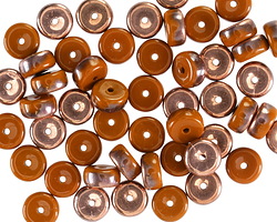 Czech Glass Alloy Orange w/ Copper Heishi 3x6mm