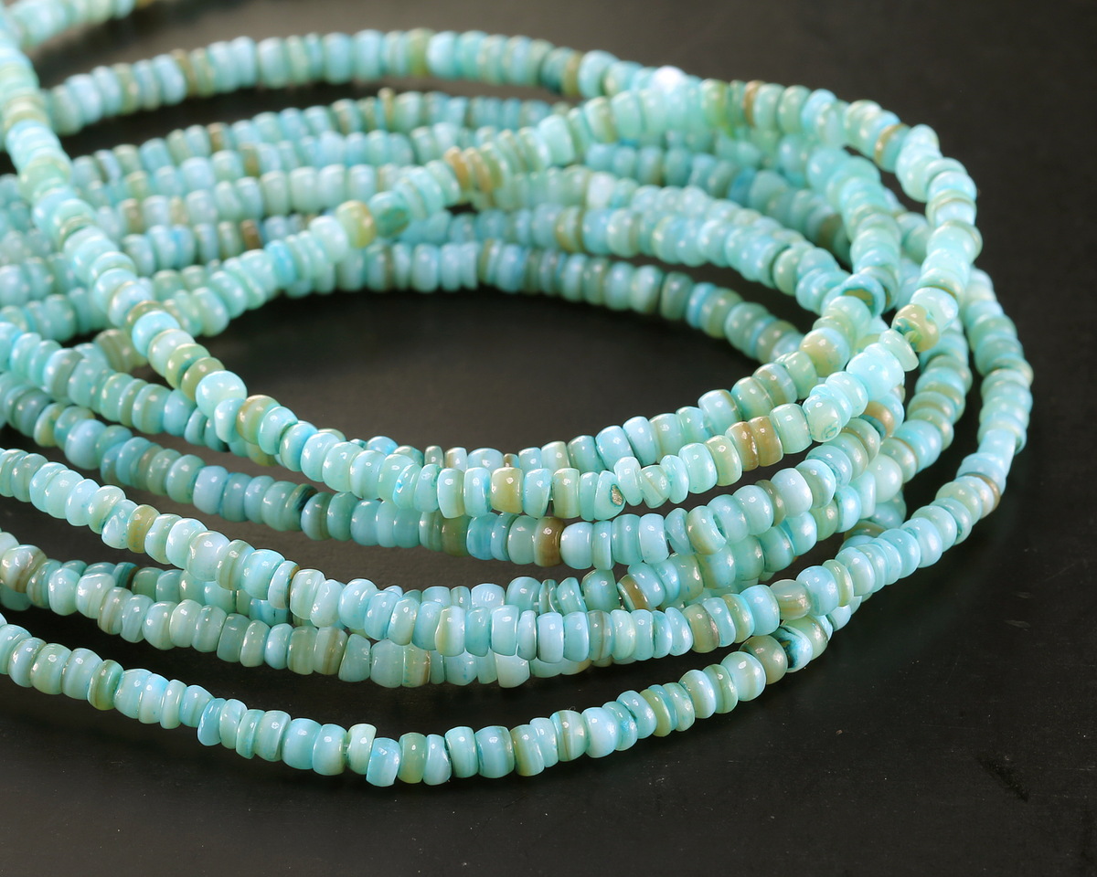 Turquoise Mussel Shell Heishi 1-2x3.5-4mm