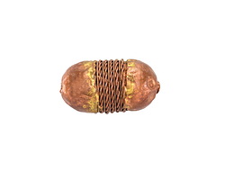 African Copper & Brass Hammered Barrel w/ Roping 22x12mm