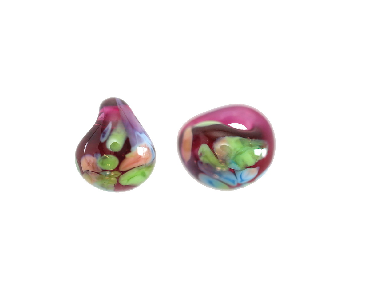 Unicorne Beads Glass Purple Gerbera Teardrop 9-10mm