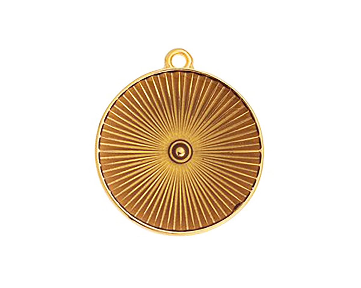 24K Gold (plated) Transparent Golden Enamel Round Radiant Focal 20x23mm