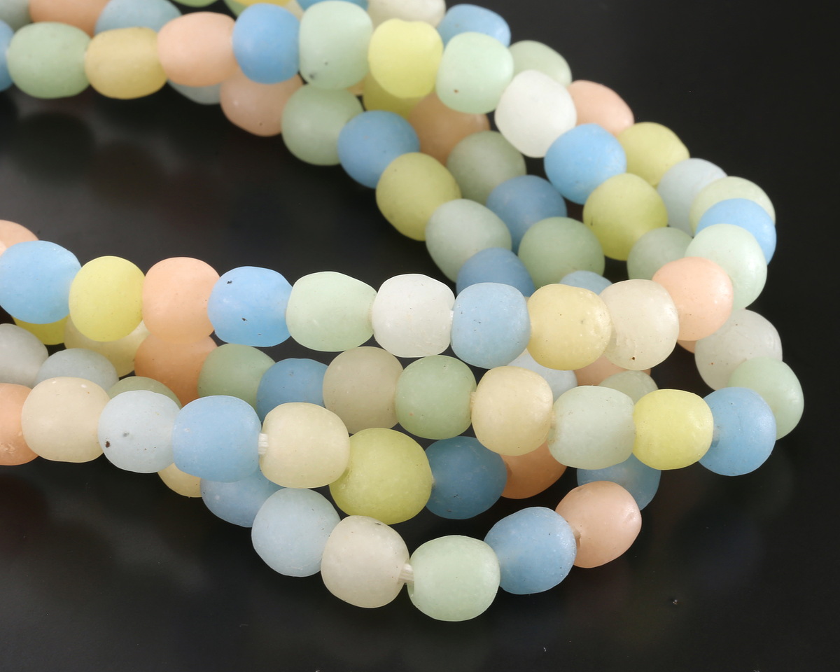 African Recycled Glass (Krobo) Pastel Multi Mix Round 7-9mm