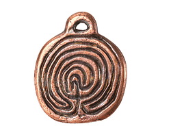 Mykonos Antique Copper (plated) Labyrinth Disc Pendant 25x31mm