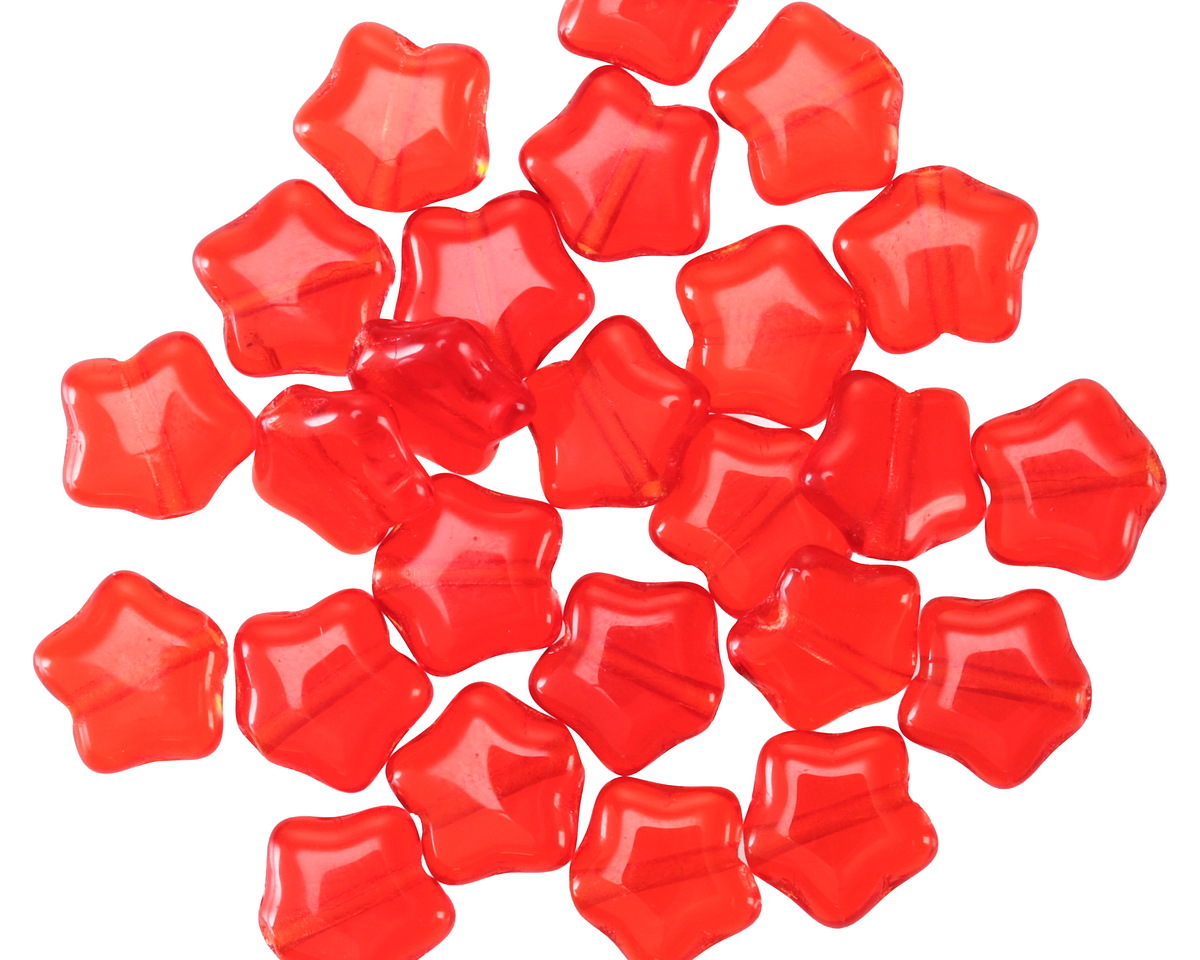 Czech Glass Ruby Red Star 8mm