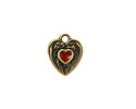 TierraCast Antique Brass (plated) Red Enamel Heart in Heart Shaped Focal 12.5x14mm