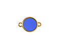 24K Gold (Plated) Transparent Cobalt Blue Resin Round Focal Link 12x17mm