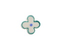 Turquoise Rimmed w/ Lake Blue Dot Porcelain Flower 15mm